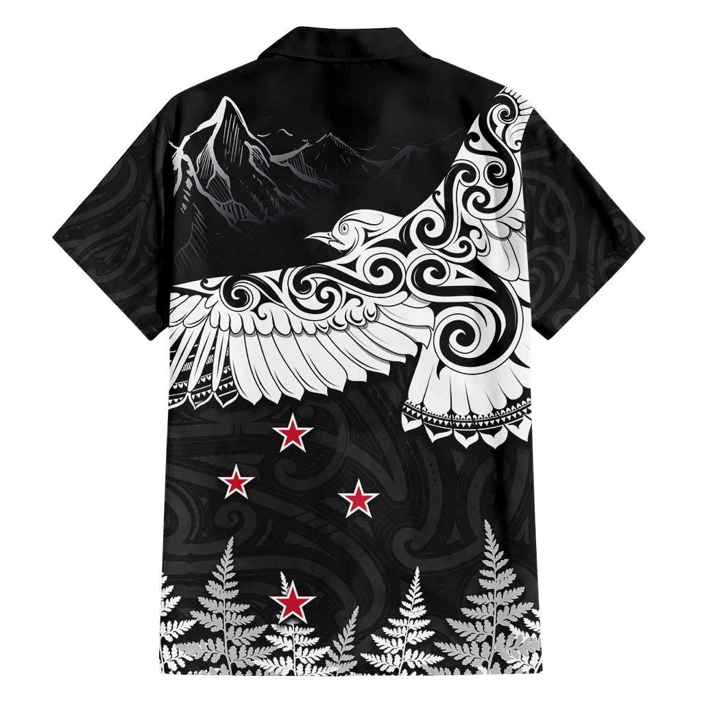 New Zealand Kea Bird Family Matching Long Sleeve Bodycon Dress and Hawaiian Shirt Maori Tattoo and Silver Fern Black Color LT03 - Polynesian Pride