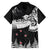 New Zealand Kea Bird Family Matching Off Shoulder Maxi Dress and Hawaiian Shirt Maori Tattoo and Silver Fern Black Color