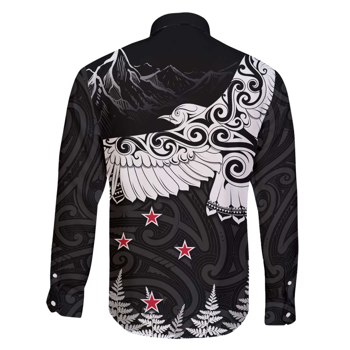 New Zealand Kea Bird Family Matching Puletasi and Hawaiian Shirt Maori Tattoo and Silver Fern Black Color LT03 - Polynesian Pride