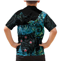 New Zealand Kea Bird Family Matching Mermaid Dress and Hawaiian Shirt Maori Tattoo and Silver Fern Paua Shell Style LT03 - Polynesian Pride