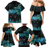 New Zealand Kea Bird Family Matching Mermaid Dress and Hawaiian Shirt Maori Tattoo and Silver Fern Paua Shell Style LT03 - Polynesian Pride