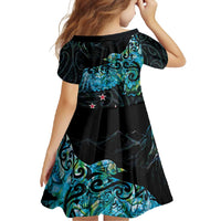 New Zealand Kea Bird Family Matching Summer Maxi Dress and Hawaiian Shirt Maori Tattoo and Silver Fern Paua Shell Style LT03 - Polynesian Pride