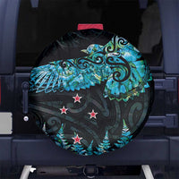 New Zealand Kea Bird Spare Tire Cover Maori Tattoo and Silver Fern Paua Shell Style