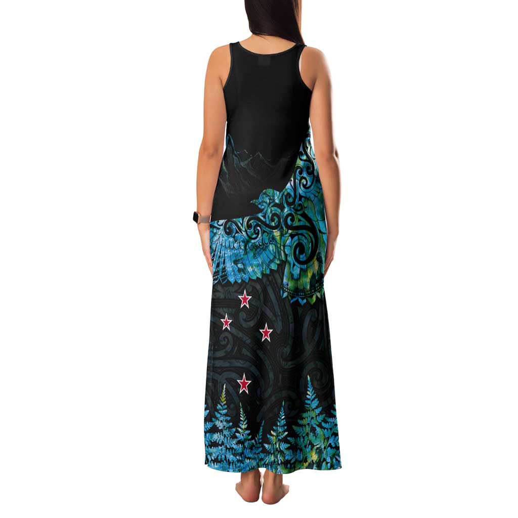 New Zealand Kea Bird Tank Maxi Dress Maori Tattoo and Silver Fern Paua Shell Style LT03 - Polynesian Pride