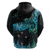 New Zealand Kea Bird Zip Hoodie Maori Tattoo and Silver Fern Paua Shell Style LT03 - Polynesian Pride