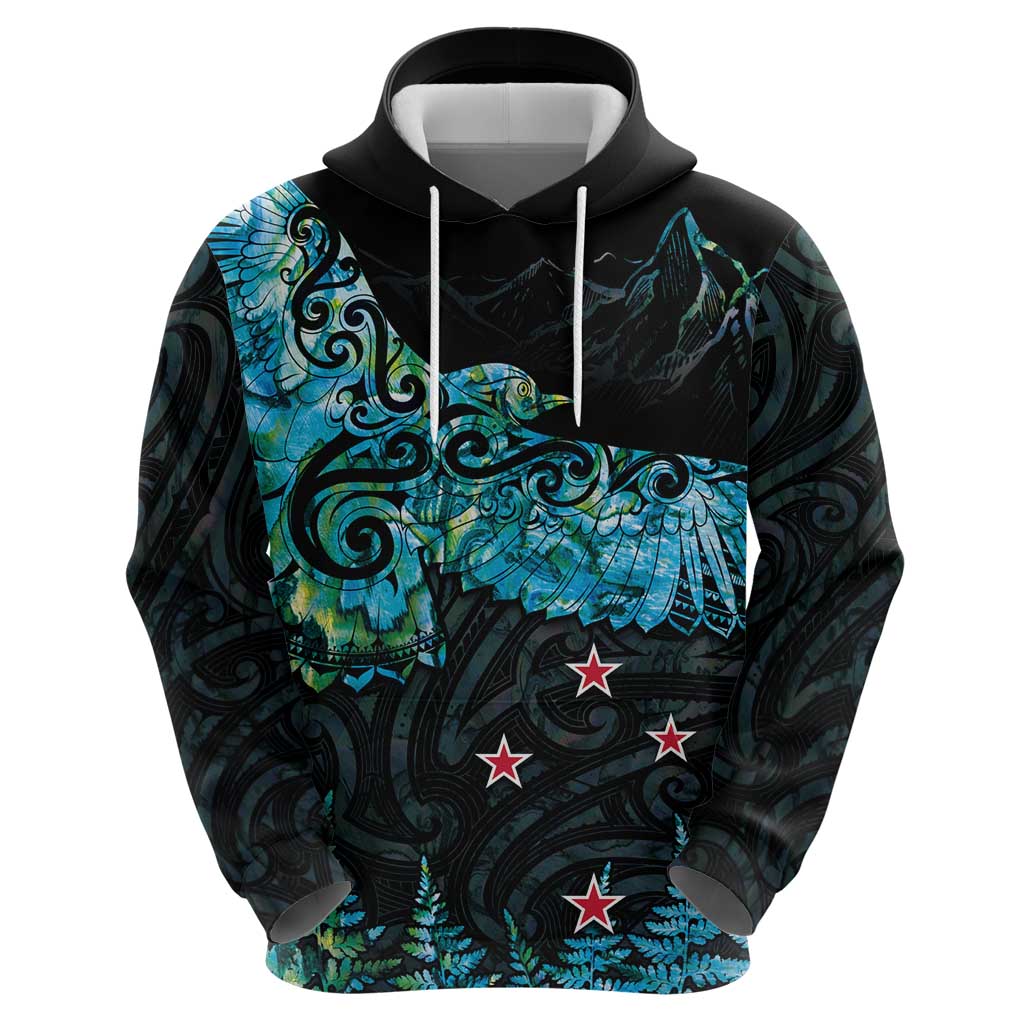 New Zealand Kea Bird Zip Hoodie Maori Tattoo and Silver Fern Paua Shell Style LT03 - Polynesian Pride