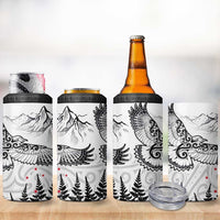 New Zealand Kea Bird 4 in 1 Can Cooler Tumbler Maori Tattoo and Silver Fern White Color