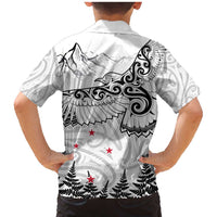 New Zealand Kea Bird Family Matching Mermaid Dress and Hawaiian Shirt Maori Tattoo and Silver Fern White Color LT03 - Polynesian Pride