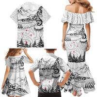 New Zealand Kea Bird Family Matching Mermaid Dress and Hawaiian Shirt Maori Tattoo and Silver Fern White Color LT03 - Polynesian Pride