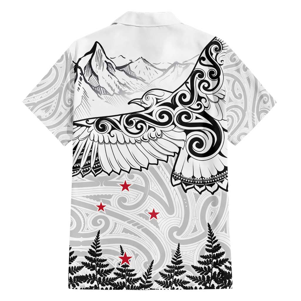 New Zealand Kea Bird Hawaiian Shirt Maori Tattoo and Silver Fern White Color