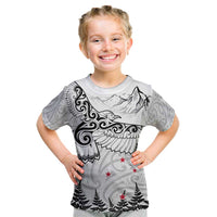 New Zealand Kea Bird Kid T Shirt Maori Tattoo and Silver Fern White Color LT03 White - Polynesian Pride