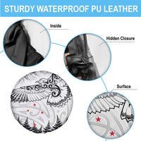 New Zealand Kea Bird Spare Tire Cover Maori Tattoo and Silver Fern White Color