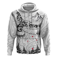 New Zealand Kea Bird Zip Hoodie Maori Tattoo and Silver Fern White Color LT03 Zip Hoodie White - Polynesian Pride