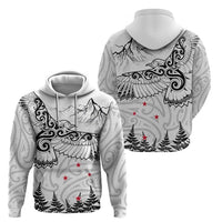 New Zealand Kea Bird Zip Hoodie Maori Tattoo and Silver Fern White Color LT03 - Polynesian Pride