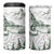 New Zealand Kea Bird 4 in 1 Can Cooler Tumbler Maori Tattoo and Silver Fern Green Color
