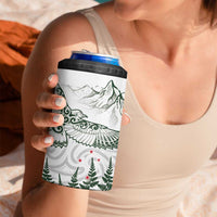 New Zealand Kea Bird 4 in 1 Can Cooler Tumbler Maori Tattoo and Silver Fern Green Color