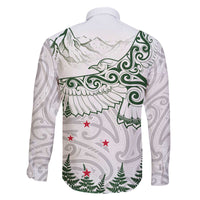 New Zealand Kea Bird Family Matching Off Shoulder Short Dress and Hawaiian Shirt Maori Tattoo and Silver Fern Green Color