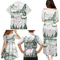New Zealand Kea Bird Family Matching Puletasi and Hawaiian Shirt Maori Tattoo and Silver Fern Green Color LT03 - Polynesian Pride