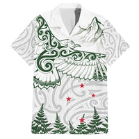 New Zealand Kea Bird Family Matching Puletasi and Hawaiian Shirt Maori Tattoo and Silver Fern Green Color LT03 Dad's Shirt - Short Sleeve White - Polynesian Pride