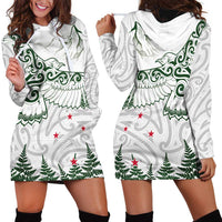 New Zealand Kea Bird Hoodie Dress Maori Tattoo and Silver Fern Green Color LT03 - Polynesian Pride
