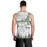 New Zealand Kea Bird Men Tank Top Maori Tattoo and Silver Fern Green Color