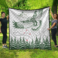 New Zealand Kea Bird Quilt Maori Tattoo and Silver Fern Green Color LT03 - Polynesian Pride
