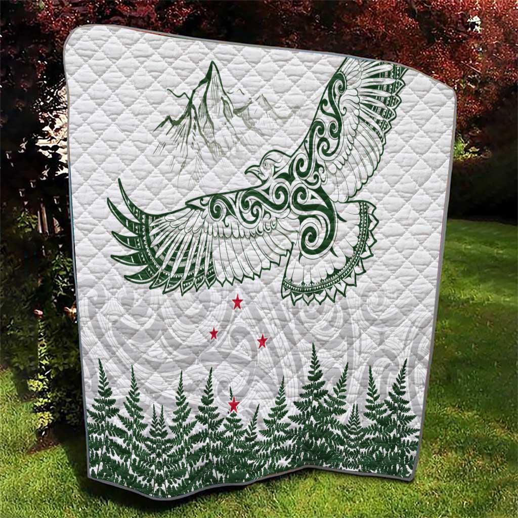 New Zealand Kea Bird Quilt Maori Tattoo and Silver Fern Green Color LT03 - Polynesian Pride