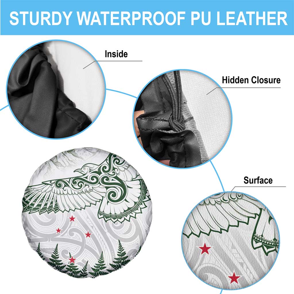 New Zealand Kea Bird Spare Tire Cover Maori Tattoo and Silver Fern Green Color