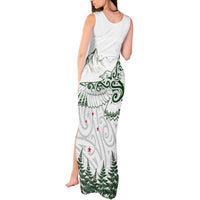 New Zealand Kea Bird Tank Maxi Dress Maori Tattoo and Silver Fern Green Color LT03 - Polynesian Pride