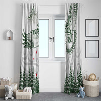 New Zealand Kea Bird Window Curtain Maori Tattoo and Silver Fern Green Color