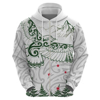 New Zealand Kea Bird Zip Hoodie Maori Tattoo and Silver Fern Green Color LT03 - Polynesian Pride