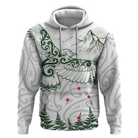 New Zealand Kea Bird Zip Hoodie Maori Tattoo and Silver Fern Green Color LT03 Pullover Hoodie White - Polynesian Pride