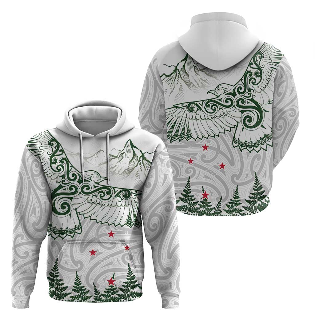 New Zealand Kea Bird Zip Hoodie Maori Tattoo and Silver Fern Green Color LT03 - Polynesian Pride