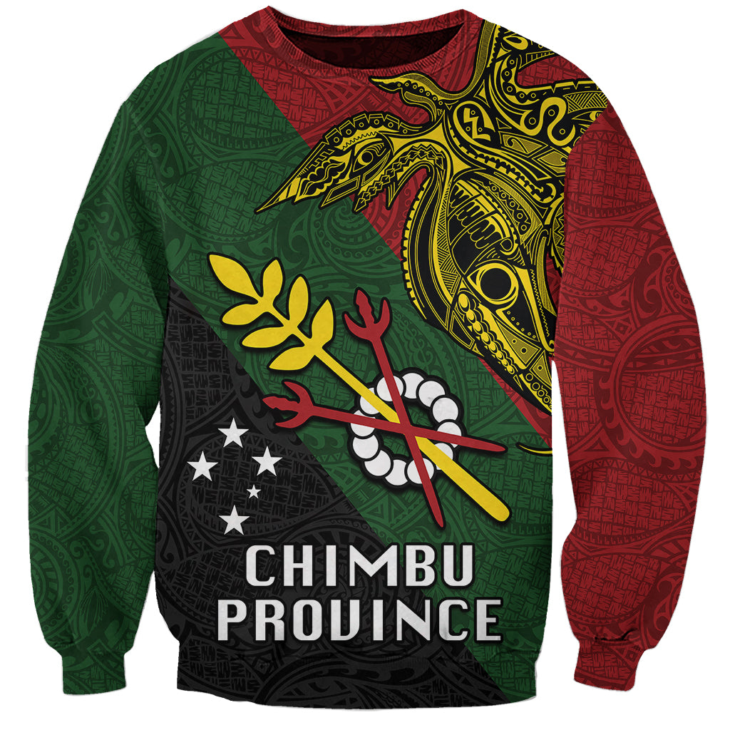 Papua New Guinea Chimbu Province Sweatshirt PNG Birds Of Paradise Polynesian Arty Style LT03 Unisex Green - Polynesian Pride