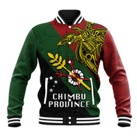Custom Papua New Guinea Chimbu Province Baseball Jacket PNG Birds Of Paradise Polynesian Arty Style LT03 Unisex Green - Polynesian Pride