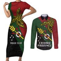 Custom Papua New Guinea Chimbu Province Couples Matching Short Sleeve Bodycon Dress and Long Sleeve Button Shirts PNG Birds Of Paradise Polynesian Arty Style LT03 Green - Polynesian Pride