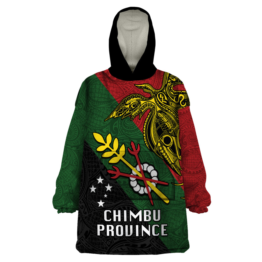 Custom Papua New Guinea Chimbu Province Wearable Blanket Hoodie PNG Birds Of Paradise Polynesian Arty Style LT03 One Size Green - Polynesian Pride