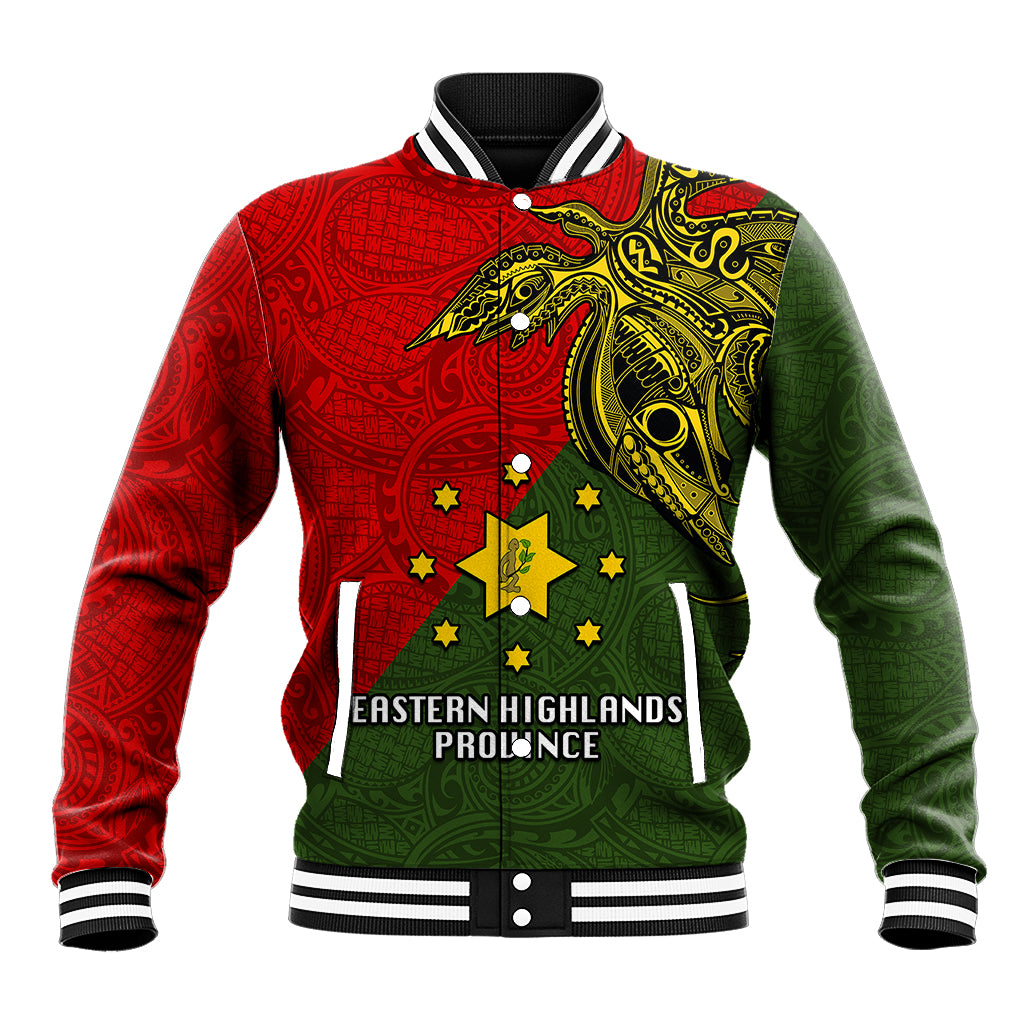 Papua New Guinea Eastern Highlands Province Baseball Jacket PNG Birds Of Paradise Polynesian Arty Style LT03 Unisex Green - Polynesian Pride