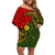 Papua New Guinea Eastern Highlands Province Off Shoulder Short Dress PNG Birds Of Paradise Polynesian Arty Style LT03 Women Green - Polynesian Pride