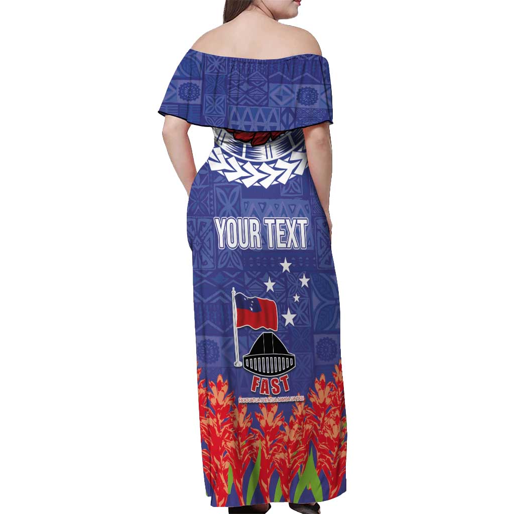 FAST Party Samoa Off Shoulder Maxi Dress Ula Fala Teuila Polynesian Tapa Pattern