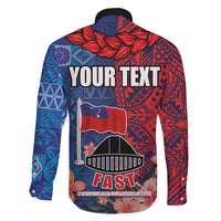 CHOGM FAST Samoa 2024 Family Matching Off Shoulder Short Dress and Hawaiian Shirt Samoan Tapa Tribal and Ornament Pattern with Hibiscus