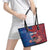 CHOGM FAST Samoa 2024 Leather Tote Bag Samoan Tapa Tribal and Ornament Pattern with Hibiscus