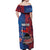 CHOGM FAST Samoa 2024 Off Shoulder Maxi Dress Samoan Tapa Tribal and Ornament Pattern with Hibiscus