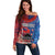 CHOGM FAST Samoa 2024 Off Shoulder Sweater Samoan Tapa Tribal and Ornament Pattern with Hibiscus