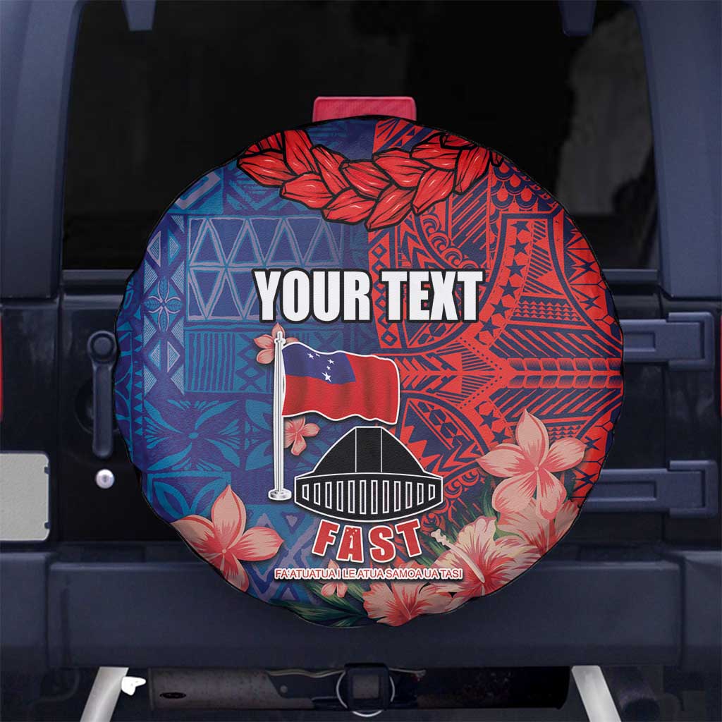 CHOGM FAST Samoa 2024 Spare Tire Cover Samoan Tapa Tribal and Ornament Pattern with Hibiscus
