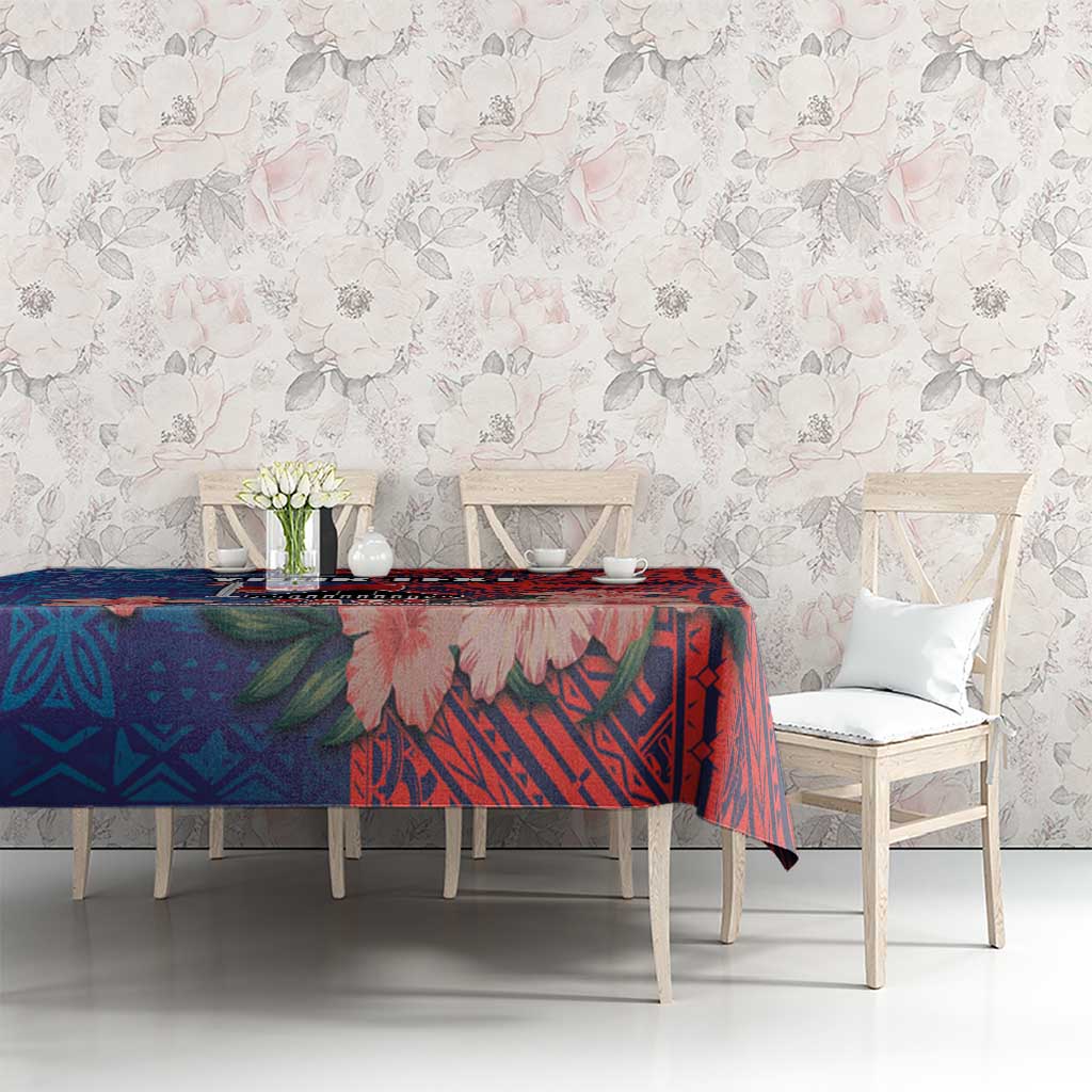 CHOGM FAST Samoa 2024 Tablecloth Samoan Tapa Tribal and Ornament Pattern with Hibiscus