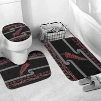 New Zealand Christmas Bathroom Set Meri Kirihimete Silver Fern Knit Style Red Color - Polynesian Pride