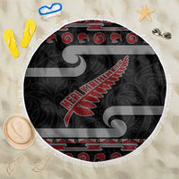 New Zealand Christmas Beach Blanket Meri Kirihimete Silver Fern Knit Style Red Color - Polynesian Pride