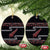 New Zealand Christmas Ceramic Ornament Meri Kirihimete Silver Fern Knit Style Red Color - Polynesian Pride