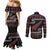 New Zealand Christmas Couples Matching Mermaid Dress and Long Sleeve Button Shirt Meri Kirihimete Silver Fern Knit Style Red Color - Polynesian Pride